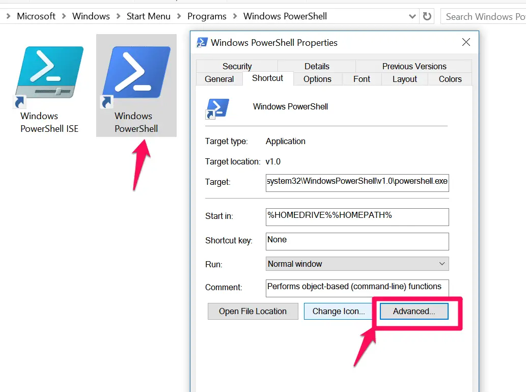 change powershell to cmd windows 10