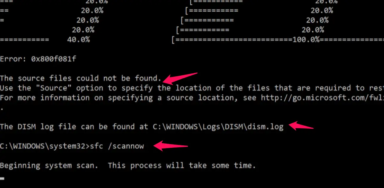 Run SFC Command in Windows 10 to repair System files