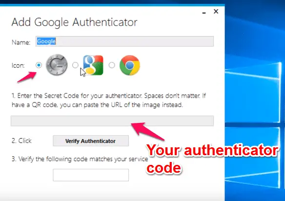 windows 10 google authenticator