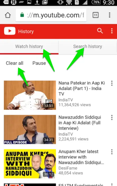 How to Delete YouTube History in Android