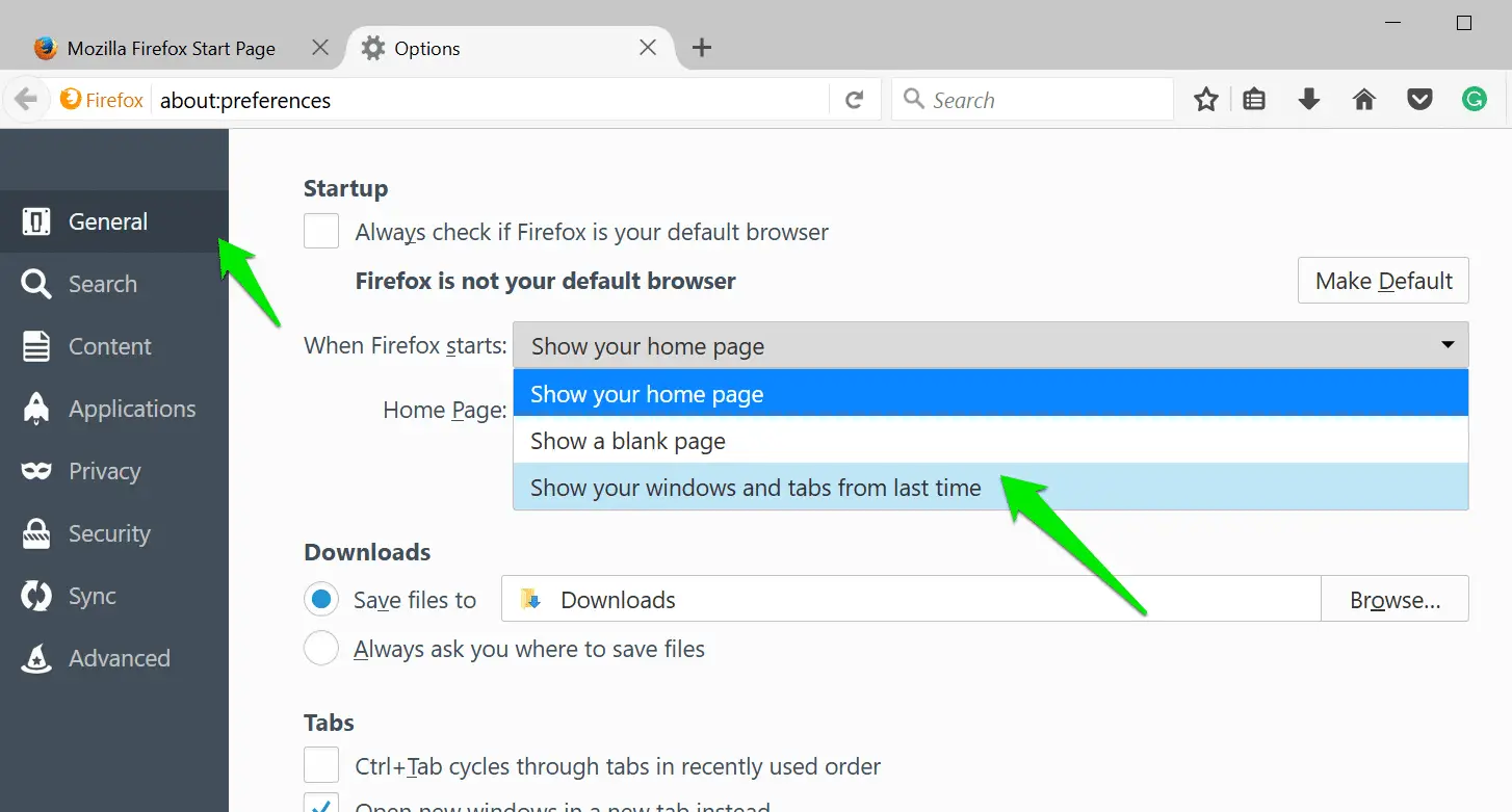 Open Previously Closed Tab in chrome & other Browsers Startup