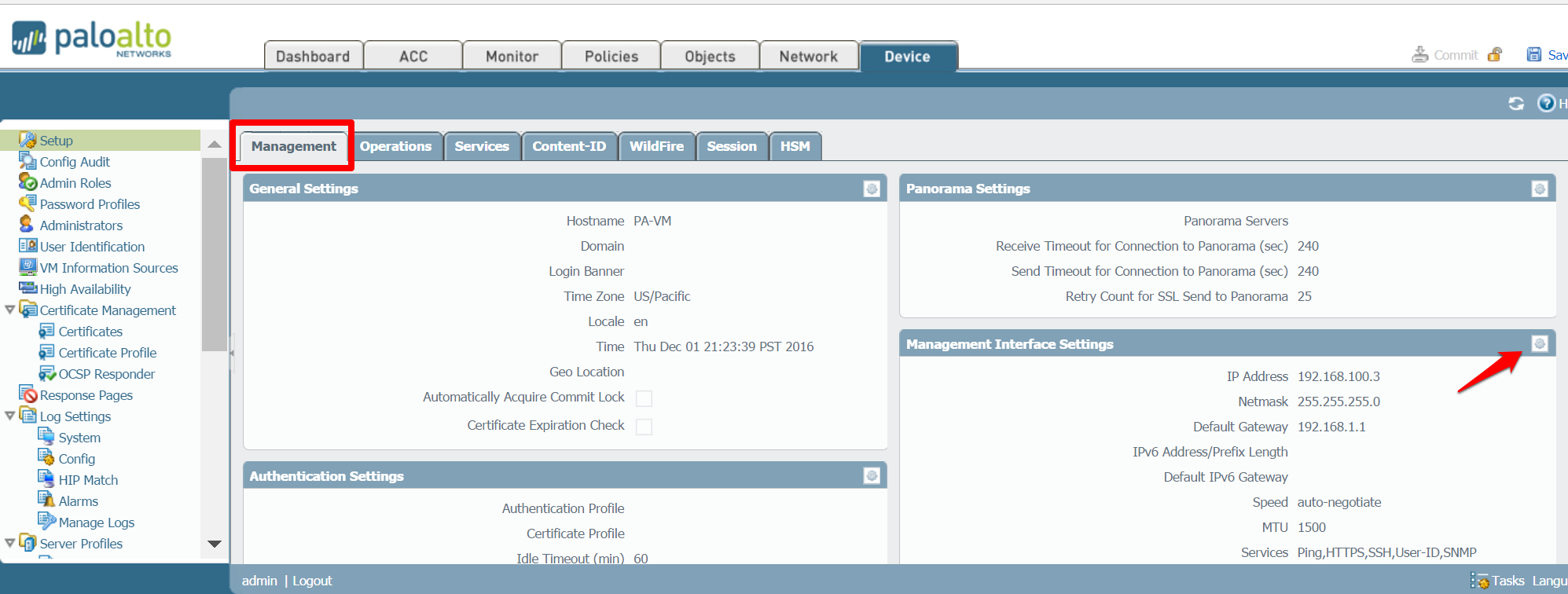 backup palo alto configuration