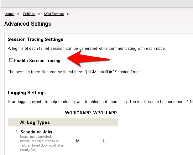 How to Setup Solarwinds NCM Session Trace