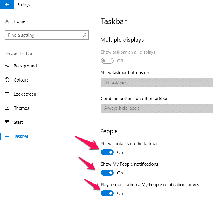 how to remove people from taskbar