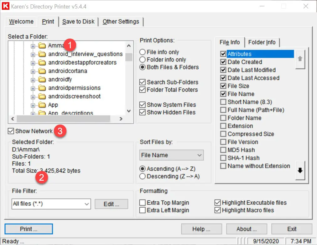 How To Print lists of Files in a Folder in Windows 10