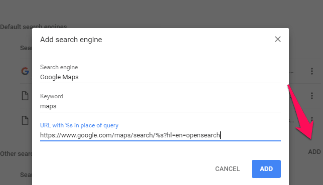 google search engine url with s in place of query