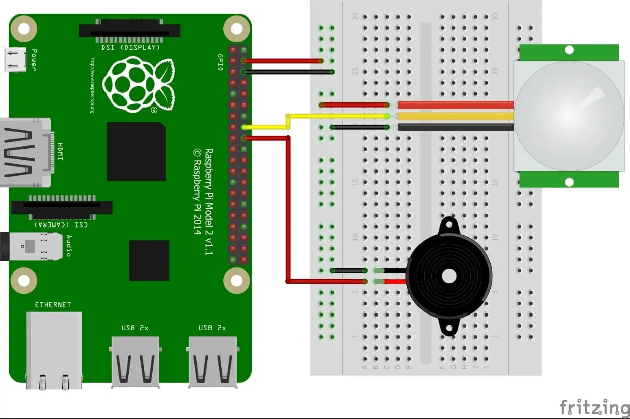 PIR Motion Sensor and Buzzer using Raspberry Pi