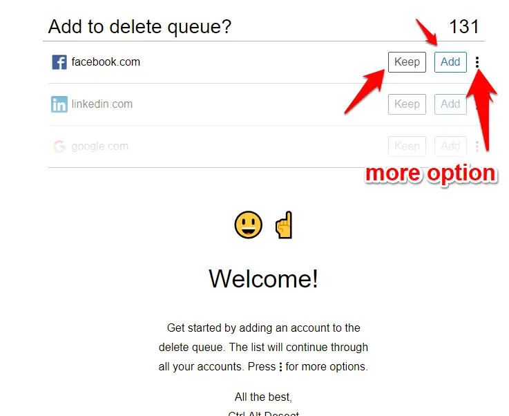 Remove several accounts at oance using Deseat.me