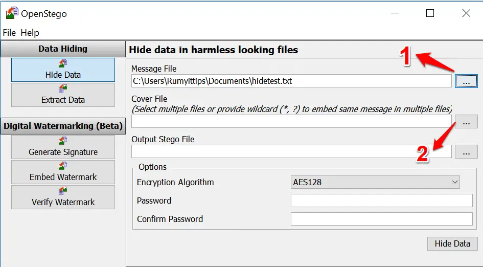 How to Hide important data in a photograph with OpenStego