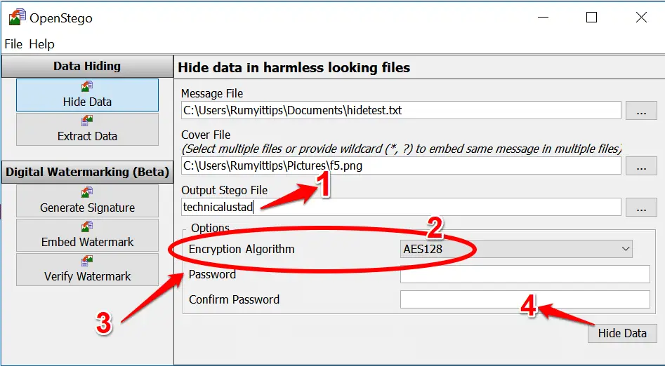 How to Hide important data in a photograph with OpenStego