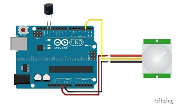 Drive PIR Motion sensor With Arduino UNO and Buzzer