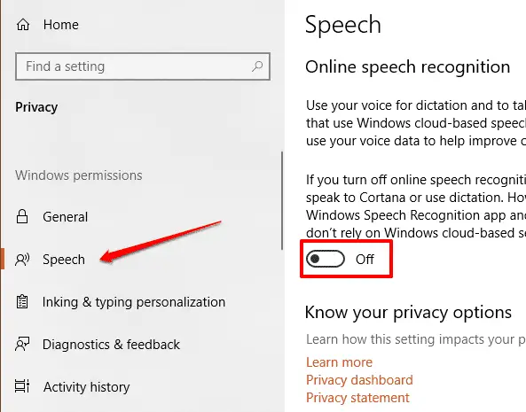 how to turn off speech recognition windows 8