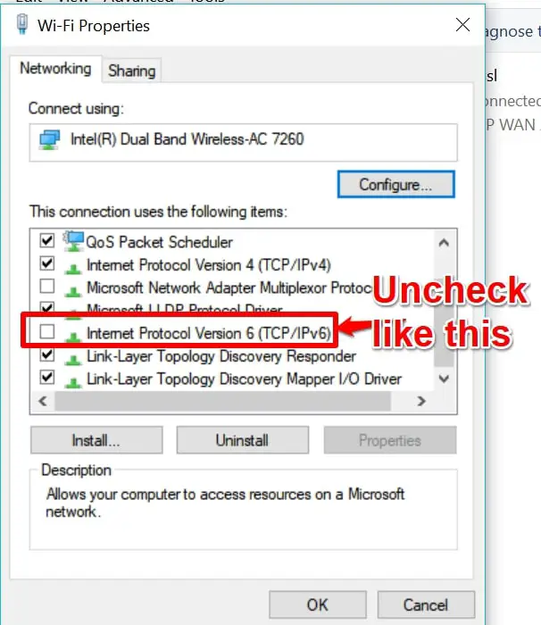 ipv6 connectivity no network access