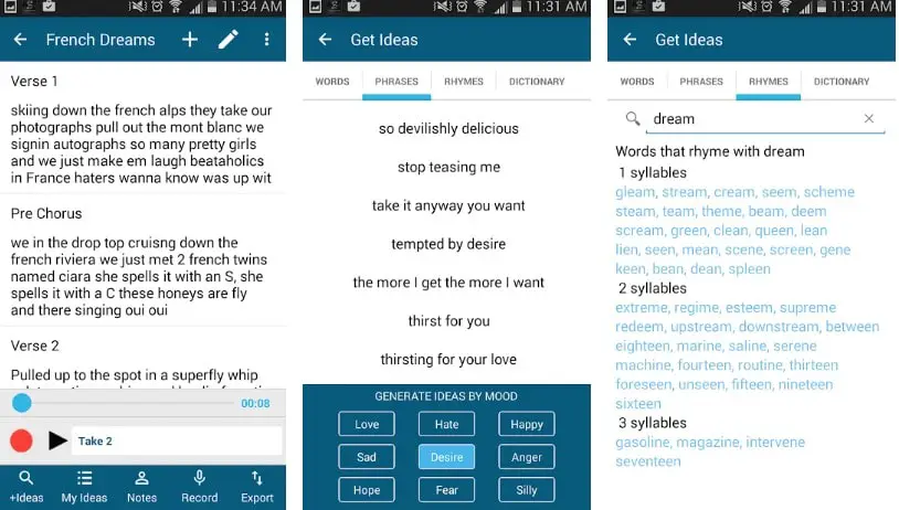 lyric writer app download