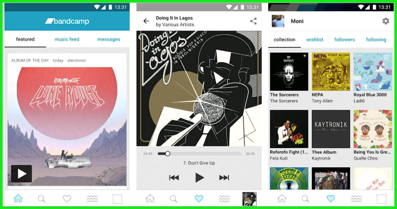 Music direct. Bandcamp app. Soundcloud alternative client.