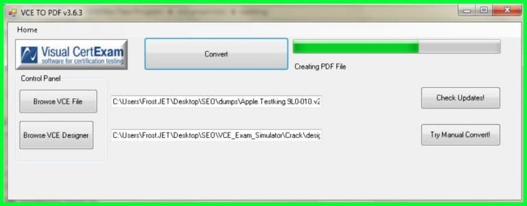 convert vce to pdf