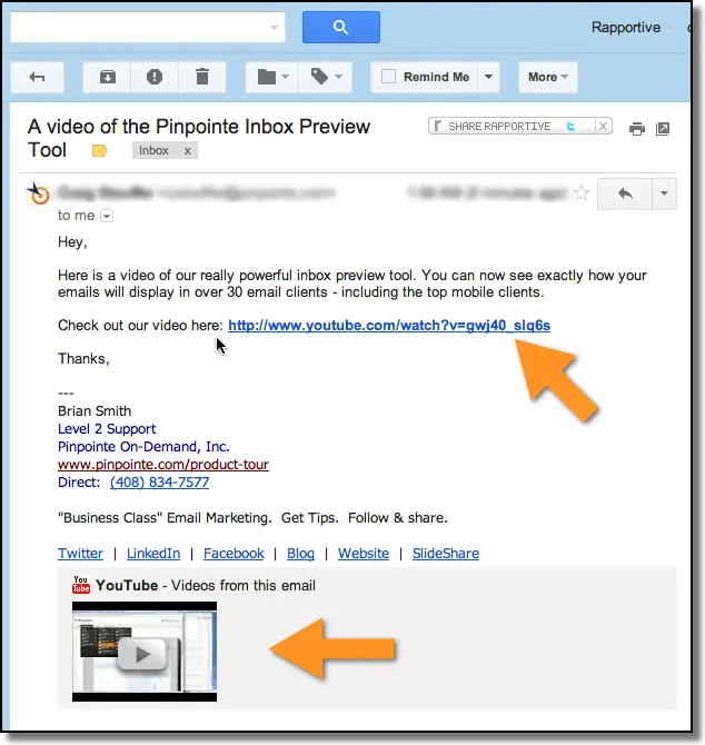 Embed most viewed video in emails