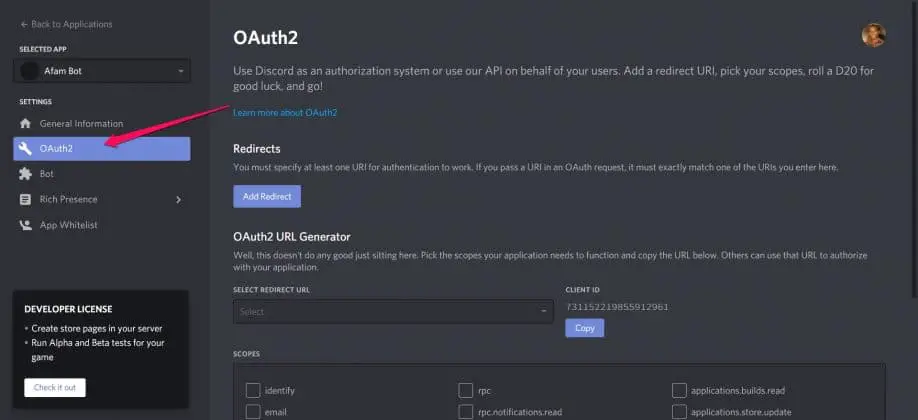 discord web browser to application