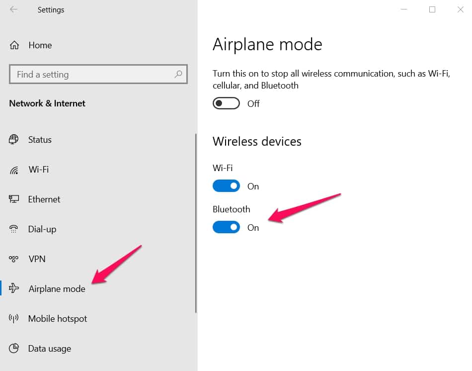 bluetooth turn on option missing windows 10