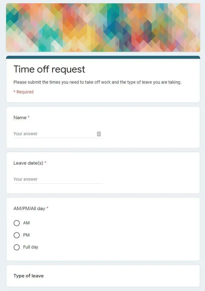 google form template download