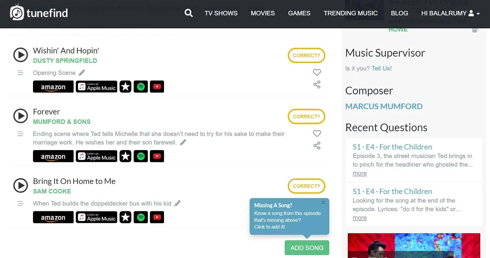 TuneFind and other Musical Identifier To Identify Songs