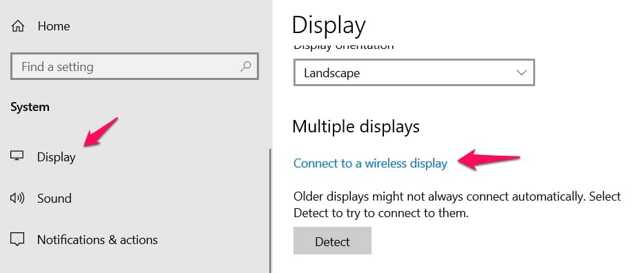 connecting to miracast windows 10