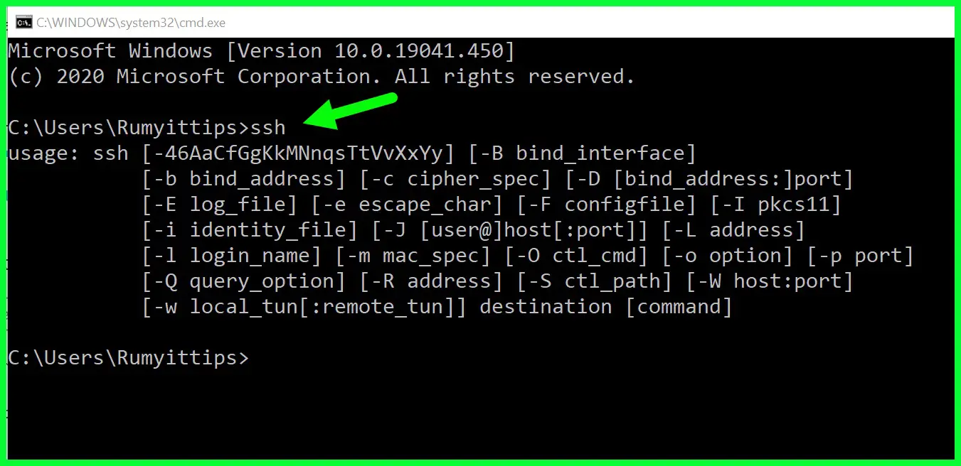 copy text from command prompt ssh windows