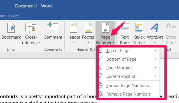 Create a Table Of Contents