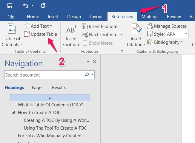 Create Table Of Contents In Microsoft Word Google Doc