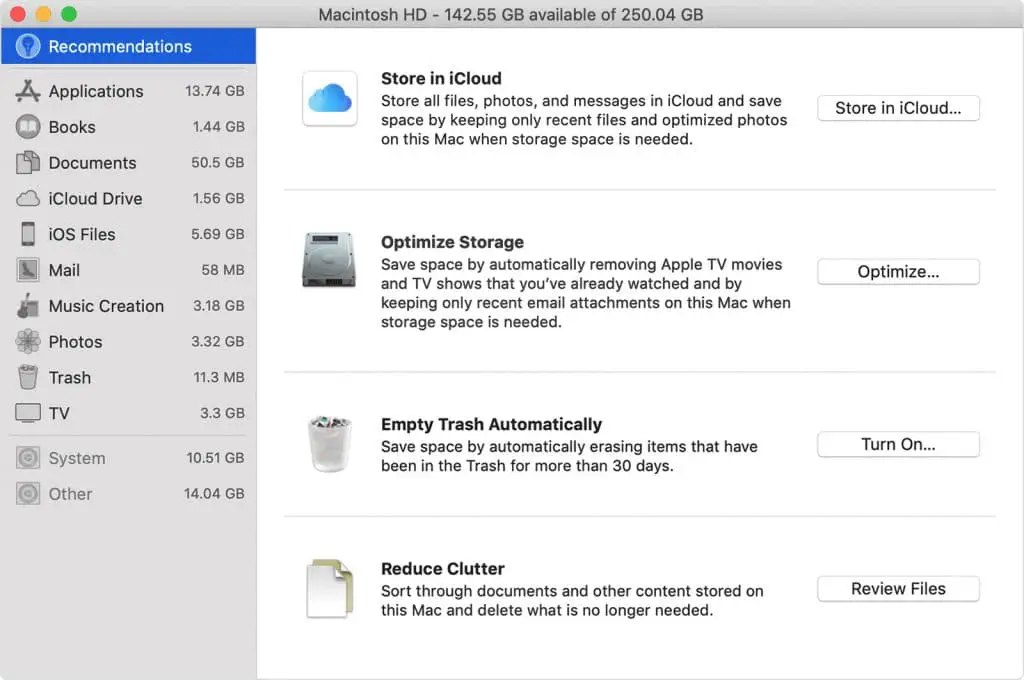 Storage Management on Mac