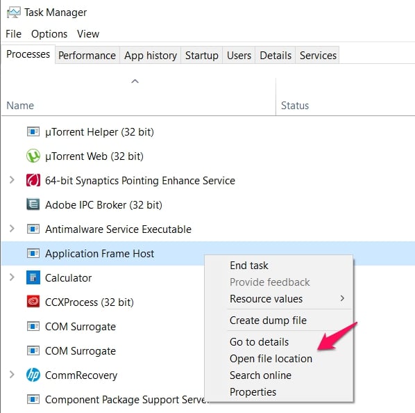 Application Frame Host