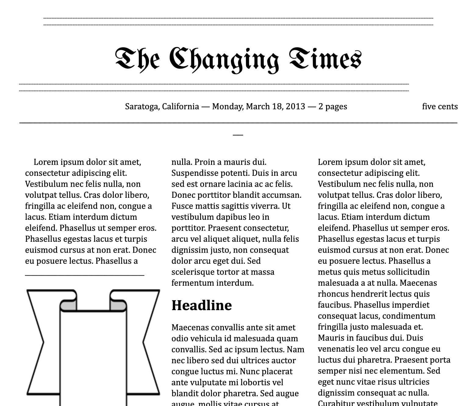 newspaper template google docs free