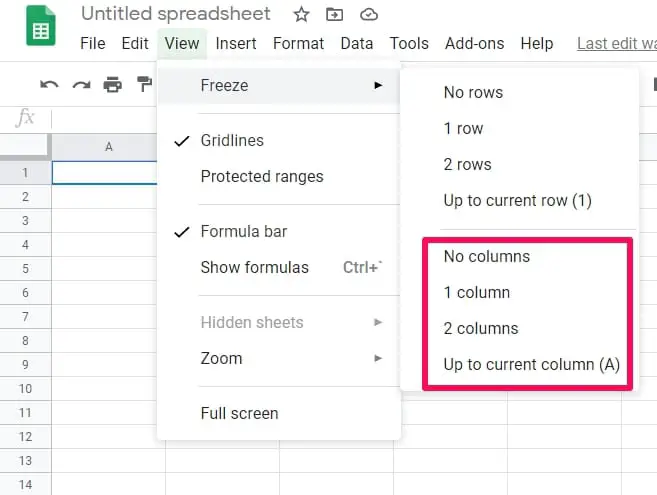 Freeze Cells In Google Sheets