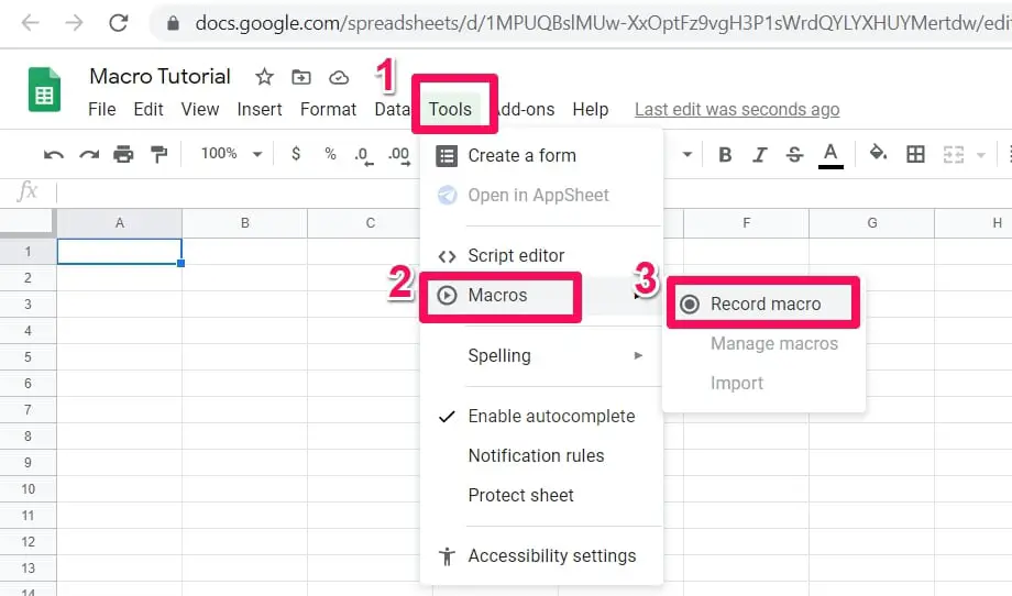 Recording Macro In Google Sheets [Step-By-Step]