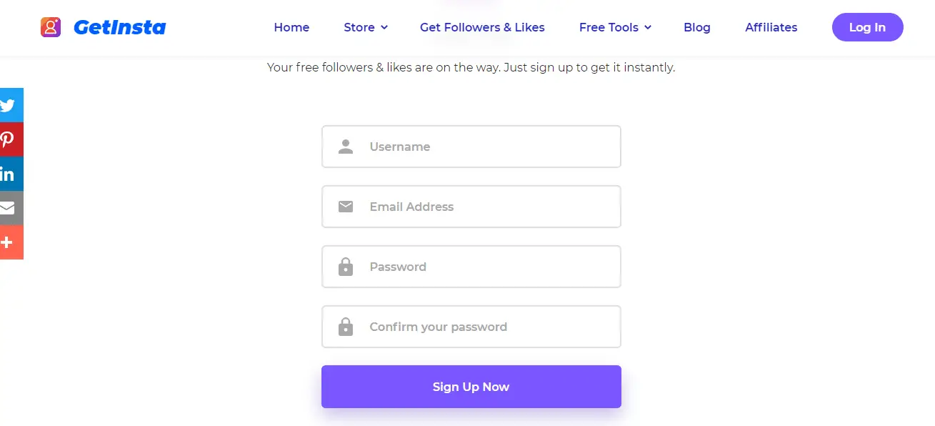 Get free and real Instagram followers using the GetInsta tool