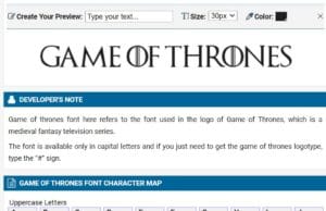 type game of thrones font