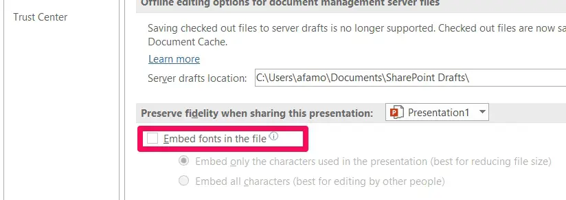 Embed Fonts in PowerPoint