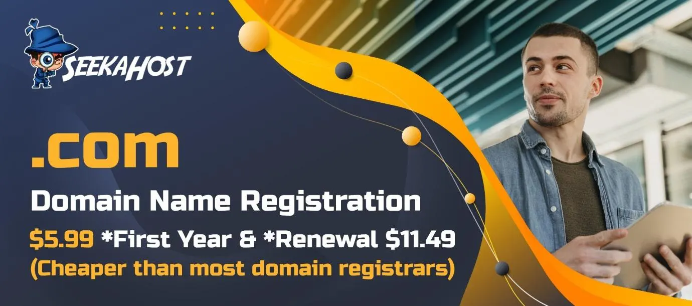 Cheapest .com domain name registration with Free SeekaPanel