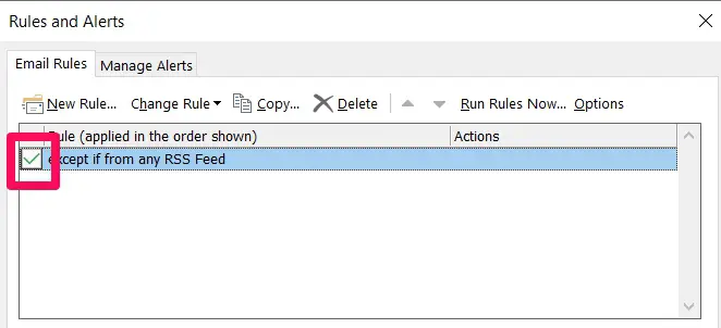 outlook rules not working
