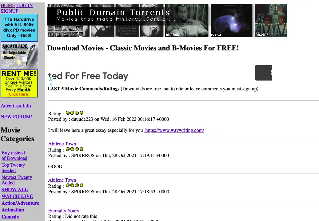 Websites for Public Domain Movies