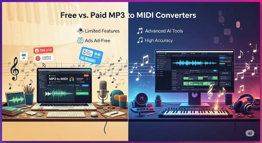 Free vs. Paid MP3 to MIDI Converters