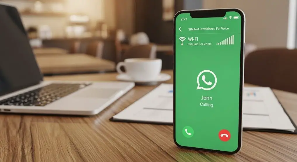 Using WhatsApp VoIP to bypass SIM Not Provisioned For Voice error.