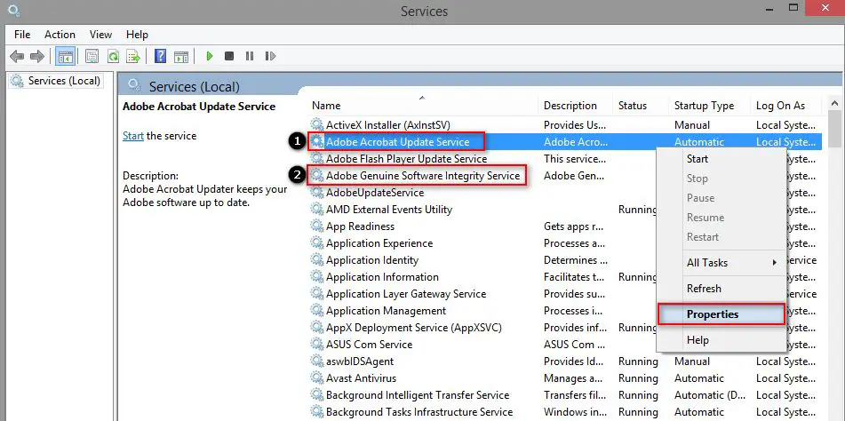 Disable Acrotray via Services