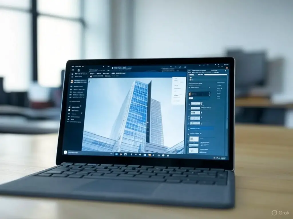 Microsoft Surface Pro 9 running revit