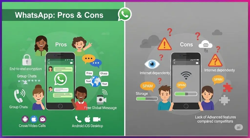 Key Takeaways- WhatsApp Pros and Cons
